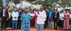 Mrs. Wakholi Catherine and Mr. Kuloba Sam, former head teachers of Mbale SS, appearing at the Diamond jubilee celebrations at Mbale SS